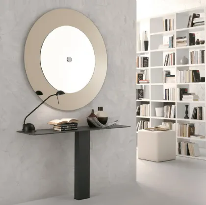 Specchio rotondo Carrè con cornice in vetro Bronzo di Ponti Terenghi
