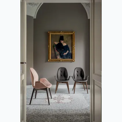 Sedia Sorrento con seduta rivestita in pelle di Tonin Casa