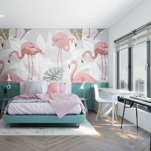 Carta da parati Flamingos di Pintdecor