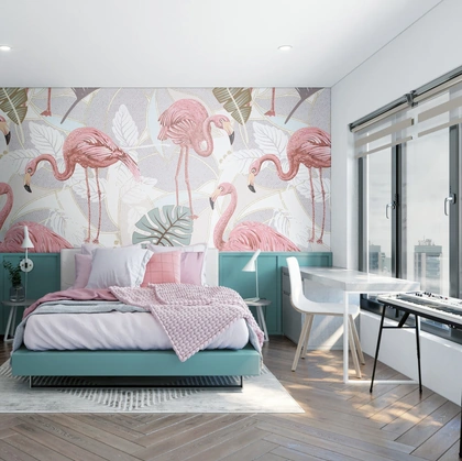 Carta da parati Flamingos di Pintdecor
