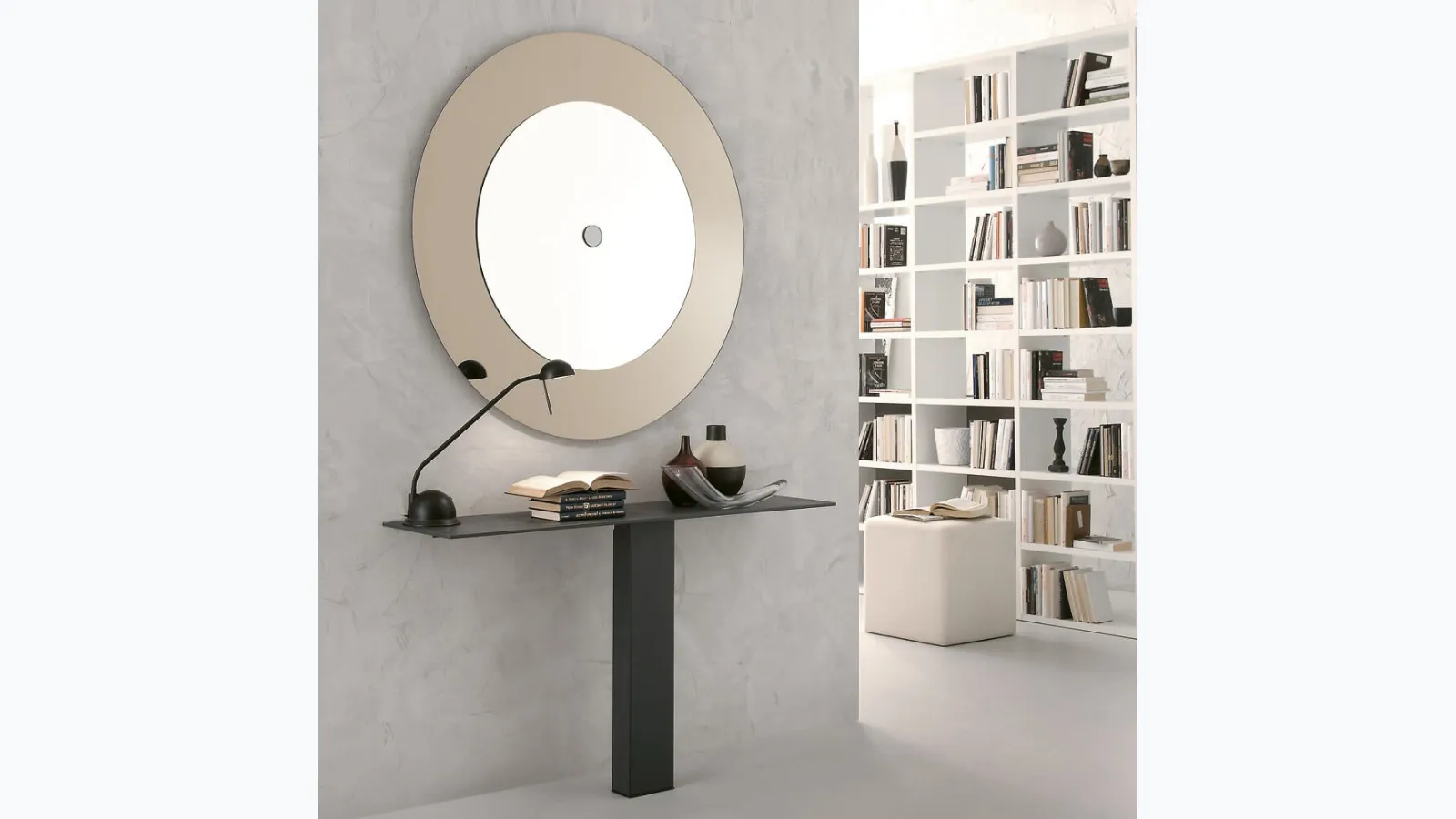 Specchio rotondo Carrè con cornice in vetro Bronzo di Ponti Terenghi