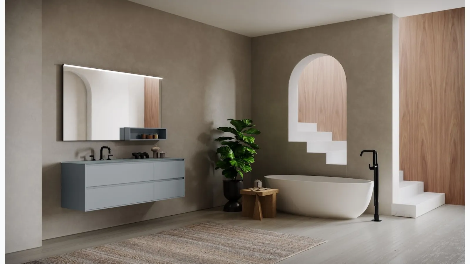 Mobile da Bagno sospeso in laccato opaco Cornici 11 di Puntotre