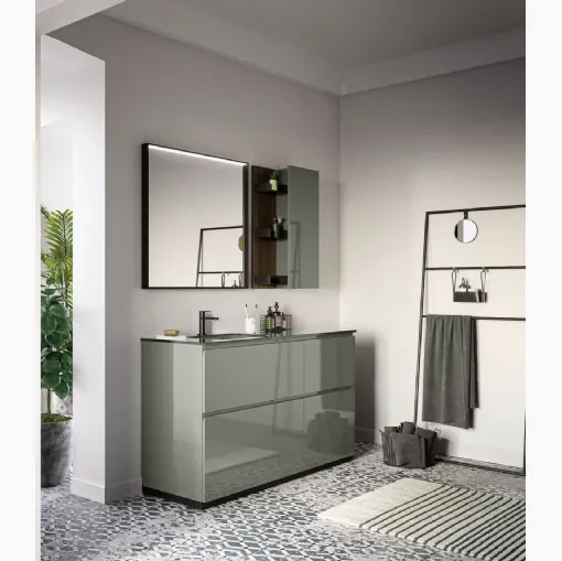 Mobile da Bagno a terra laccato lucido Sistema Gola 12 di Puntotre