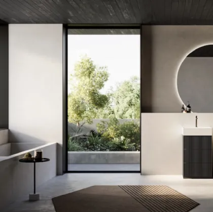 Mobile da Bagno a terra Vertigo 15 in polimerico Frassino Nero di Puntotre