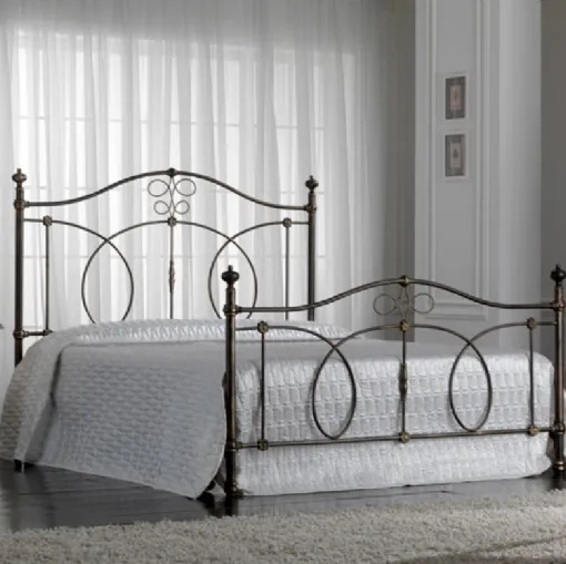 Letto matrimoniale in ferro battuto finitura Nero e Oro Giada di Florentiabed