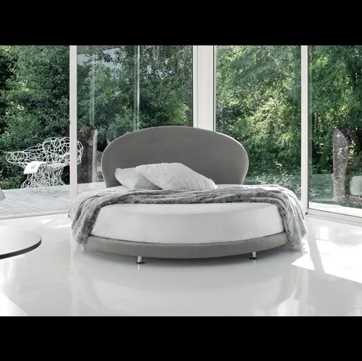 Letto rotondo di design in tessuto Kaleido di Rigosalotti