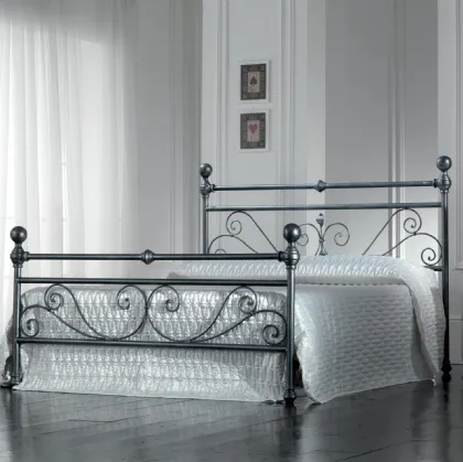 Letto in ferro battuto finitura Nero Argento con testiera Nonna di Florentiabed