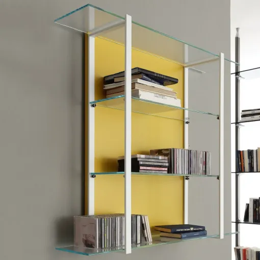 Libreria sospesa Icon 01 in metallo e vetro di Ponti Terenghi