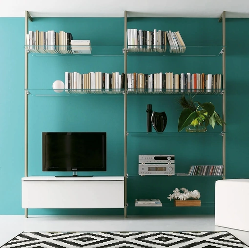 Libreria Portofino in metallo, vetro e laccato di Ponti Terenghi