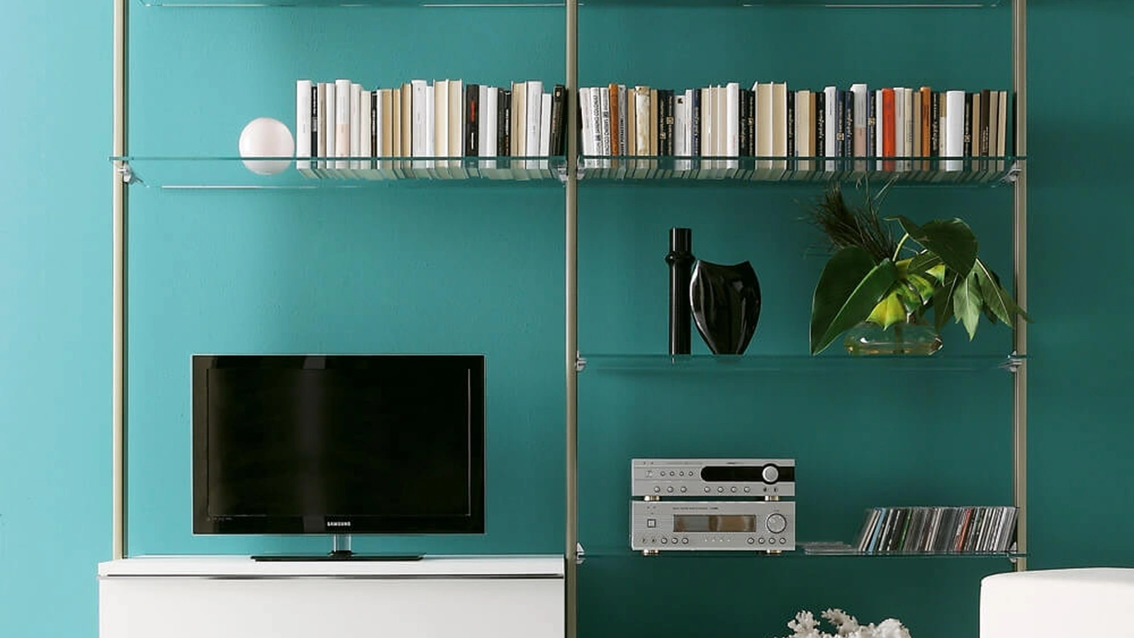 Libreria Portofino in metallo, vetro e laccato di Ponti Terenghi