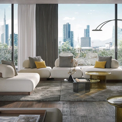 Divano modulare con penisola Domus di Tonin Casa