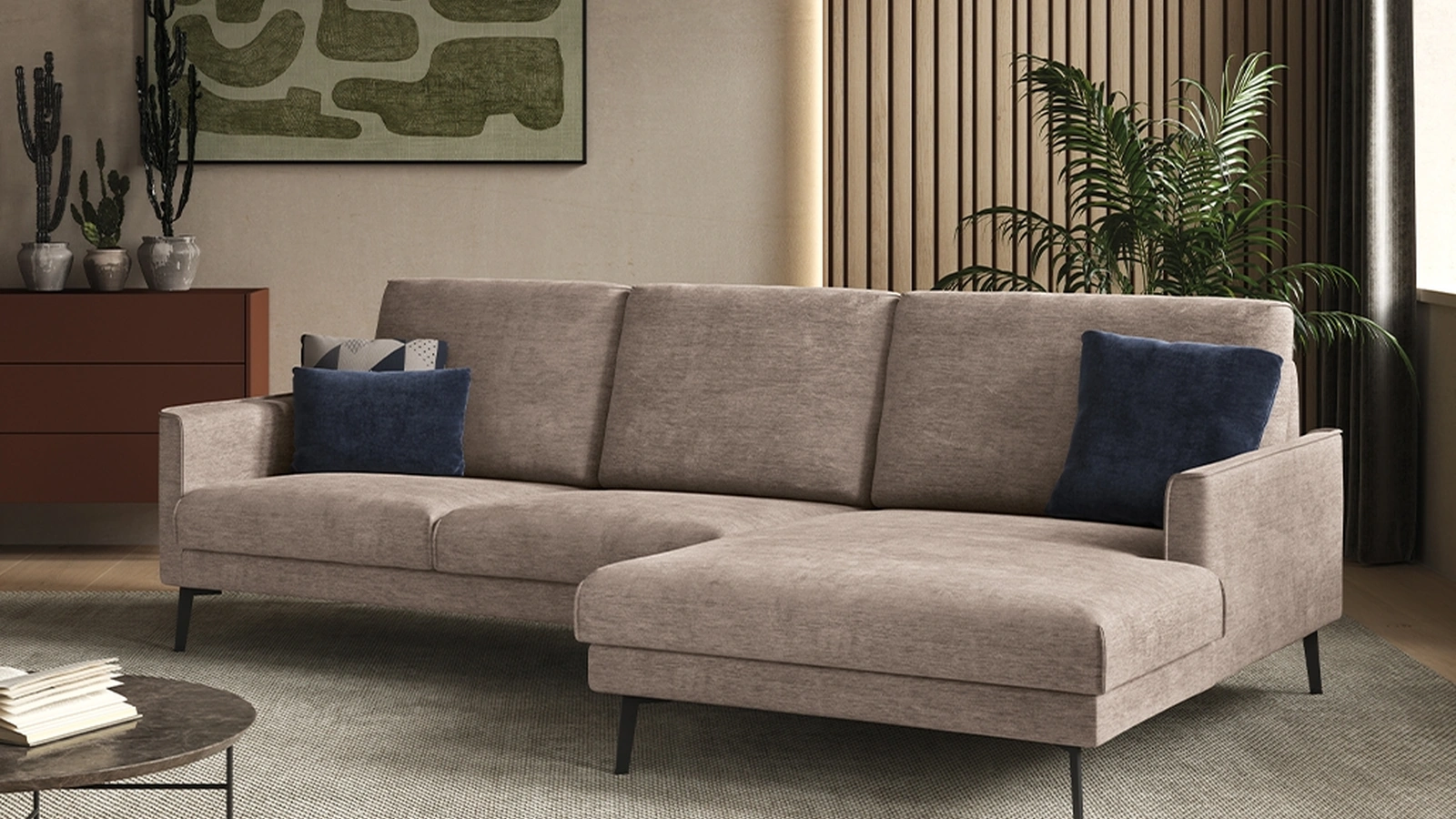 Divano con penisola Kriss di Rigosalotti