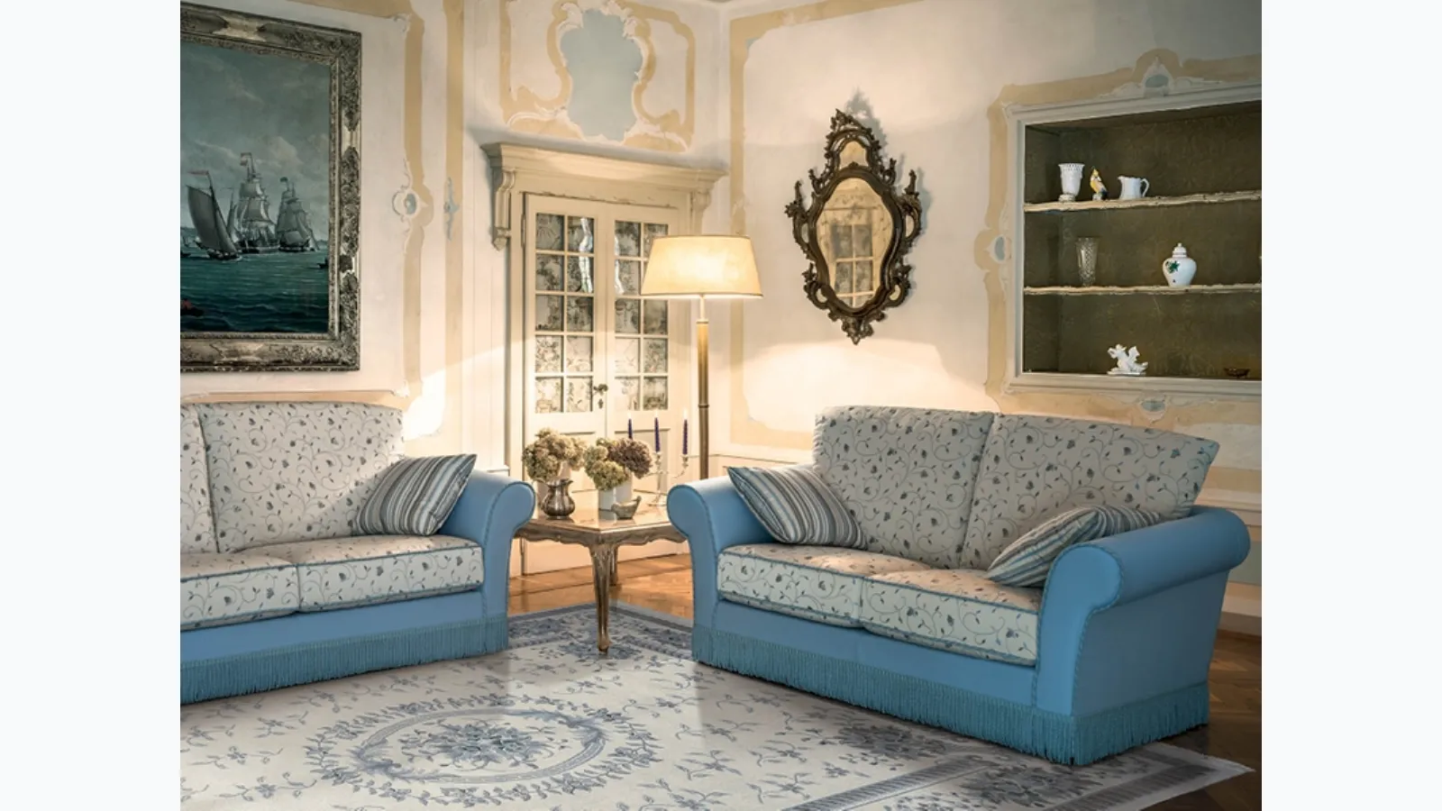 Divano classico lineare in tessuto Oxford-Luxury di Rigosalotti