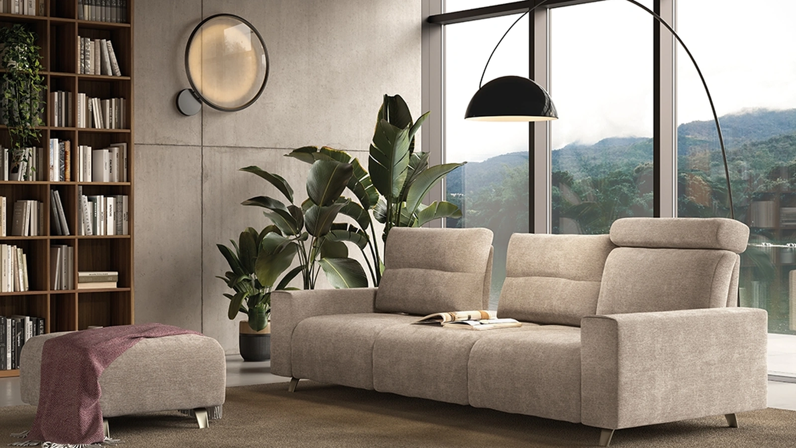 Divano lineare Push con schienale regolabile in due profondità di Rigosalotti