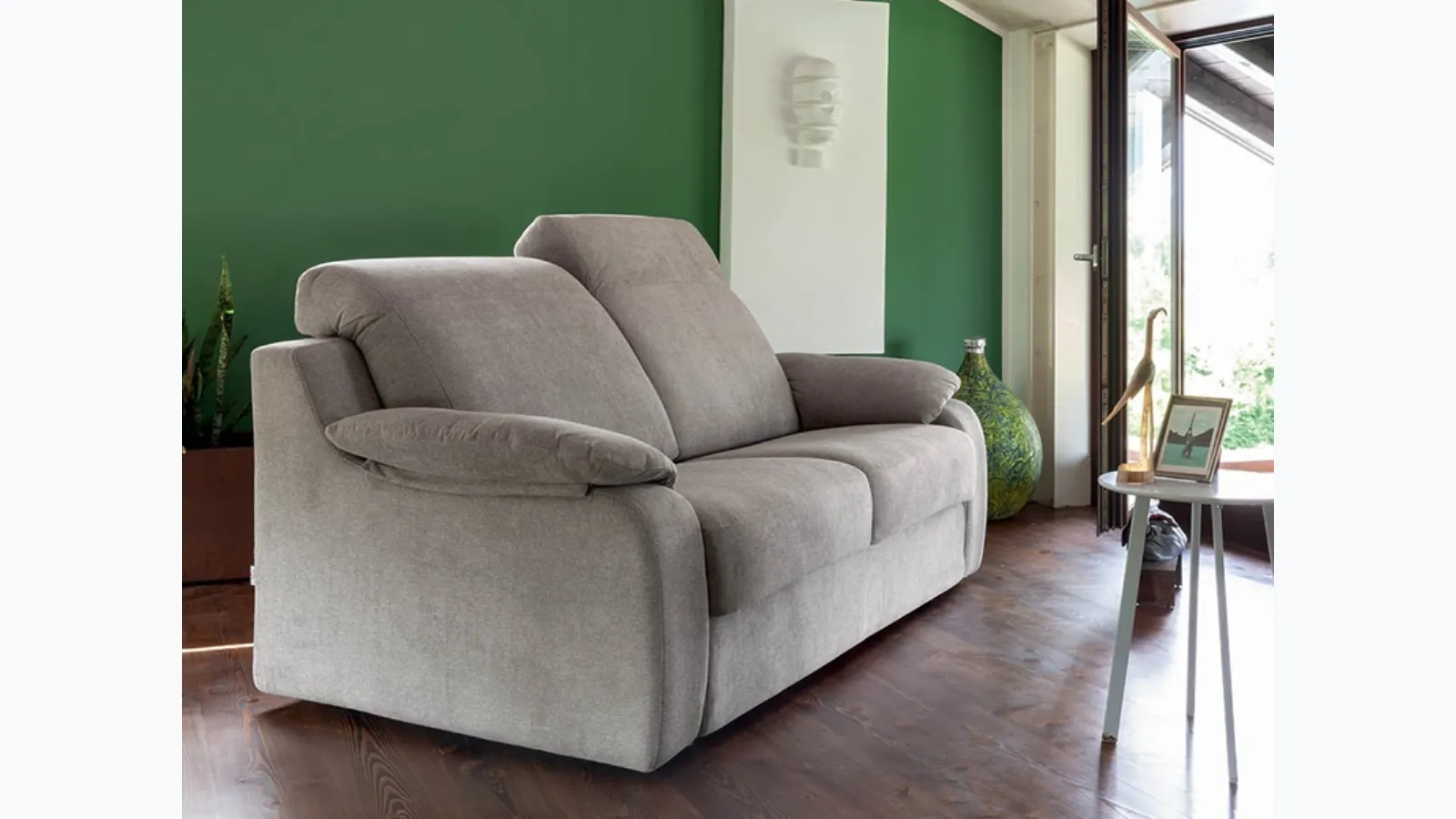 Divano relax lineare in tessuto imbottito Link-XS di Rigosalotti