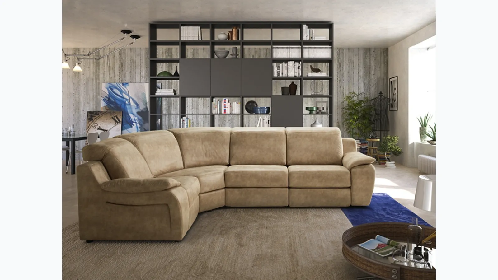 Divano relax angolare in pelle Link di Rigosalotti