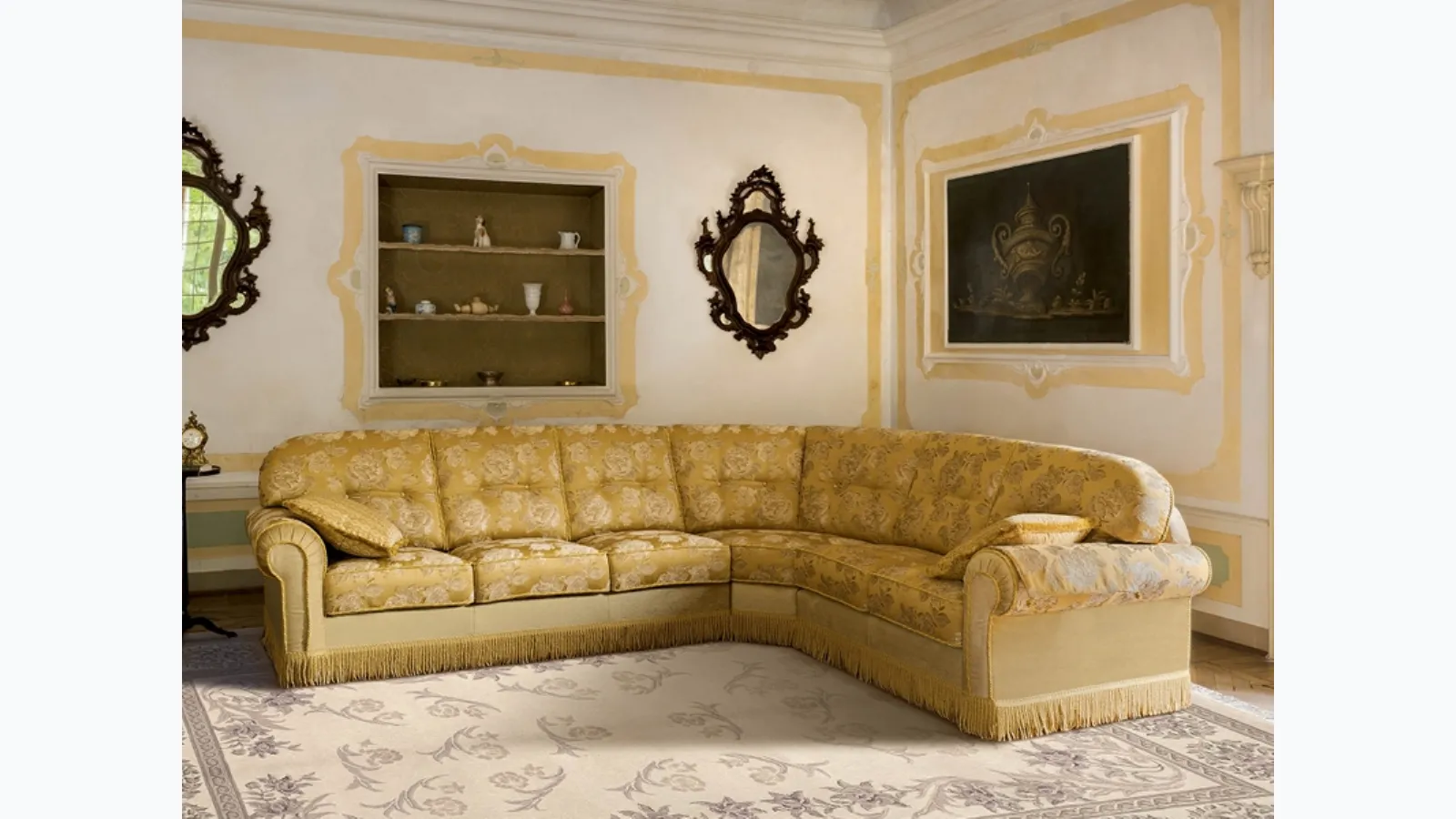 Divano classico angolare in tessuto Tiepolo-Luxury di Rigosalotti