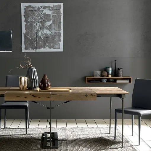 Tavolo Consolle allungabile in Rovere massiccio con struttura in metallo Davinci di Altacom