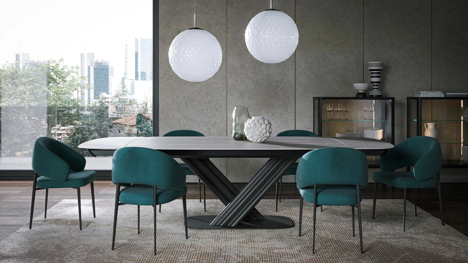 Tavolo Sipario Ext in gres travertino di Tonin Casa