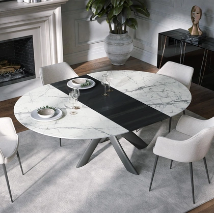 Tavolo allungabile Style Round Ext in ceramica con allunga in legno di Tonin Casa