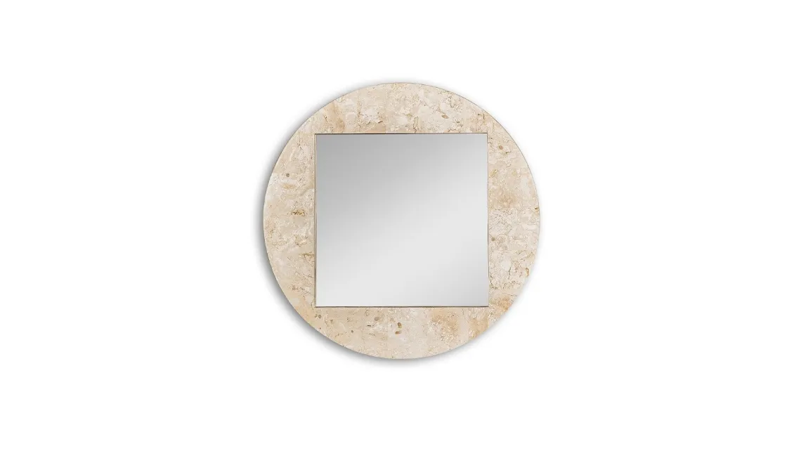 Specchio quadrato Round Fossil di Stones